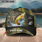 Maxcorners Trout Fishing Personalized Name Blue 3D Classic Cap