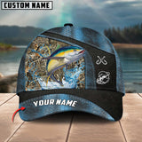 Maxcorners Tuna Fishing Personalized Name Blue 3D Classic Cap