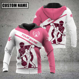 Maxcorners Custom Name Bowling Sport Pink 3D Hoodie