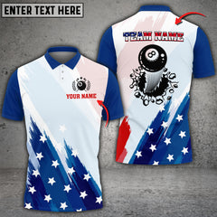 Maxcorners Billiards US Flag Ball 8 Personalized Name, Team Name 3D Shirt