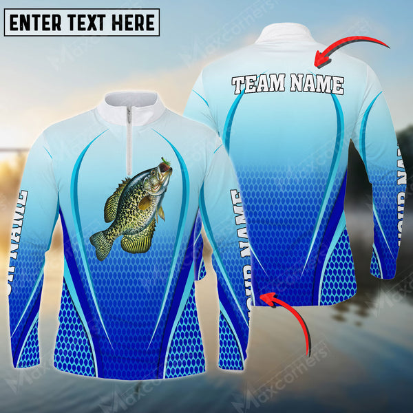 Maxcorners Personalized Text Crappie Fishing Long Sleeve Quarter Zip Jersey Shirt