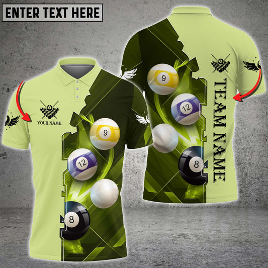 Maxcorners Billiards Ball Multicolor Options Personalized Name 3D Shirt (4 Colors)
