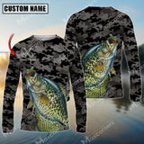 Maxcorner Crappie Fishing Camo Personalized Name 3D Long Sleeve Shirt