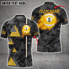 Maxcorners Billiards Ball 9 Navy Pattern Personalized Name, Team Name 3D Shirt