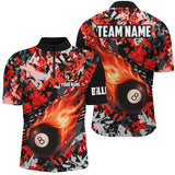 Maxcorners Billiards Red Ball 8 Fire Flame Pattern Personalized Name, Team Name 3D Shirt