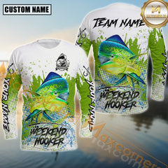 Maxcorners Mahi Mahi Fishing Weekend Hooker Splash Graphic Personalized Name, Team Name 3D Long Sleeve Shirt