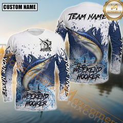Maxcorners Marlin Fishing Weekend Hooker Splash Graphic Personalized Name, Team Name 3D Long Sleeve Shirt
