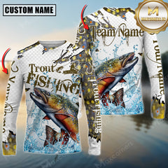 Maxcorners Trout Fishing Big Catch Splash Personalized Name, Team Name 3D Long Sleeve Shirt