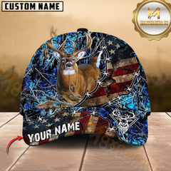 Maxcorners Deer Hunting American Flag Rustic Camo Multicolor Options Personalized Name 3D Cap