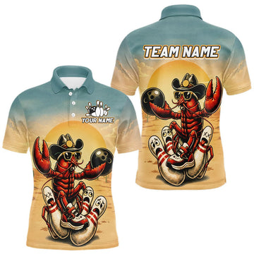 Maxcorners Custom Funny Crawfish Bowling Team Shirt for Men Bowling Jersey League Outfit