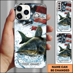 Maxcorners Catfish Fishing American Flag Splash Art Personalized Name Phone Case