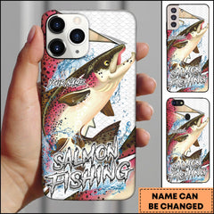 Maxcorners Salmon Fishing Scale Pattern Water Splash Personalized Name Phone Case