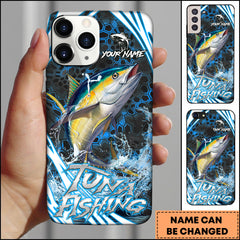 Maxcorners Tuna Fishing Tuna Sport Hexagon Pattern Dynamic Splash Personalized Name Phone Case