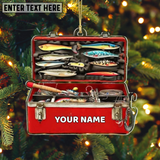 Maxcorners Personalized Fishing Christmas Ornament, Fisherman Tackle Box Ornament, Fisherman Christmas Gifts, Dad Fishing Ornament Husband Fishing Gift