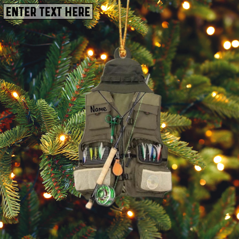 Maxcorners Personalized Fishing Vest Personalized Christmas Ornament For Xmas Tree Decor, Fishing Lovers Gifts, Xmas Gifts for Fisherman, Fishing Dad, Fishing Gift