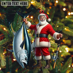 Maxcorners Santa Fishing Home Decor Christmas Ornament, Personalized Ornament