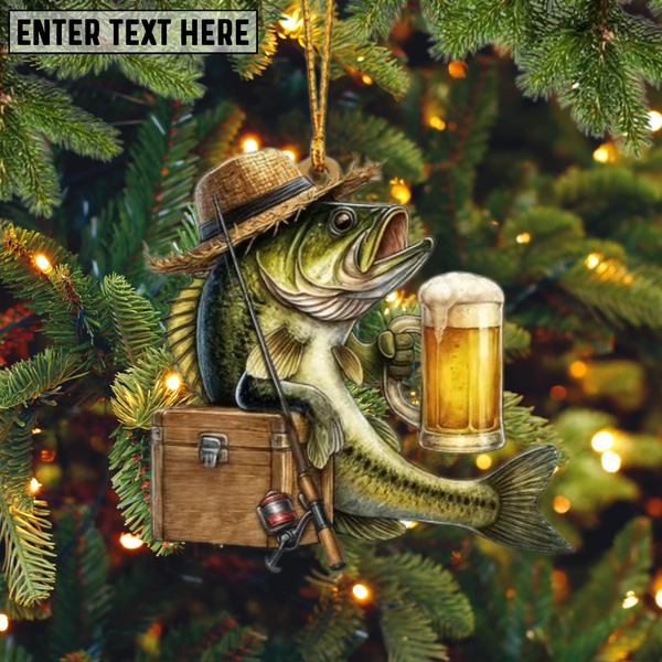 Maxcorners Custom Name Fishing Santa Ornament, Unique Christmas Fishing Gift