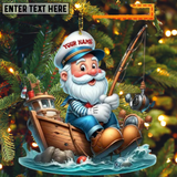 Maxcorners Custom Name Santa Fishing Ornament, Gift for Fishing Lovers
