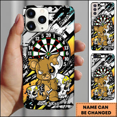 Maxcorners Zombie Teddy Dartboard Graffiti Personalized Name Phone Case