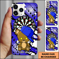 Maxcorners Cute Teddy Bear Dartboard Street Art Personalized Name Phone Case