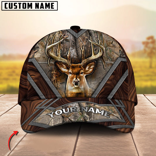 Maxcorners Deer Hunting Camouflage Antler Design Multicolor Options Personalized Name 3D Cap (6 Colors)