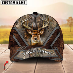 Maxcorners Deer Hunting Camouflage Antler Design Multicolor Options Personalized Name 3D Cap (6 Colors)