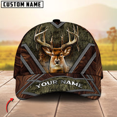 Maxcorners Deer Hunting Camouflage Antler Design Multicolor Options Personalized Name 3D Cap (6 Colors)