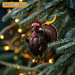 Maxcorners Deer Hunter Muscle Santa Hat Beer Mug Personalized Name Christmas Ornament