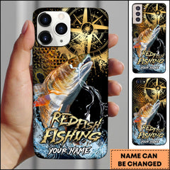 Maxcorners Redfish Fishing Jumping Redfish Compass Art Personalized Name Phone Case TU1601