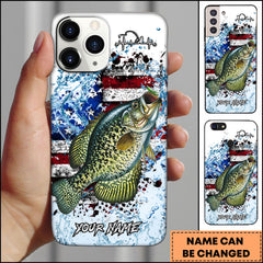 Maxcorners Crappie Fishing Patriotic Splash Art Personalized Name Phone Case TU1601