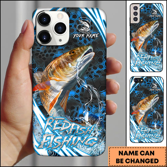 Maxcorners Redfish Fishing Walleye Sport Hexagon Pattern Dynamic Splash Personalized Name Phone Case TU1601