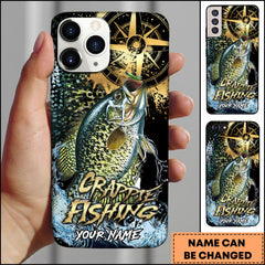 Maxcorners Crappie Fishing Jumping Crappie Compass Art Personalized Name Phone Case TU1601