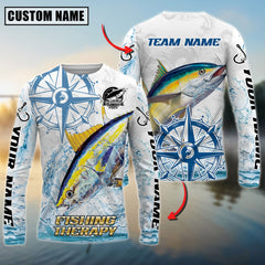 Maxcorners Saltwater Fishing Compass Navigation Style Personalized Name, Team Name 3D Long Sleeve Shirt