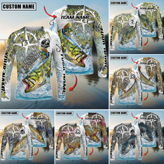 Maxcorners Freshwater Fishing Scale Pattern Splash Art Personalized Name, Team Name 3D Long Sleeve Shirt