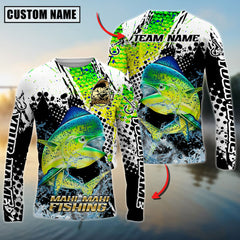 Maxcorners Saltwater Fishing Power Splash Design Personalized Name, Team Name 3D Long Sleeve Shirt