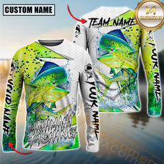 Maxcorners Saltwater Fishing Dynamic Splash Art Personalized Name, Team Name 3D Long Sleeve Shirt