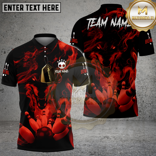 Maxcorners Smoke Wolf Bowling Chaos Multicolor Options Personalized Name, Team Name 3D Shirt (4 Colors)