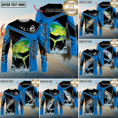 Maxcorners Saltwater Fishing Dynamic Water Splash Personalized Name, Team Name 3D Long Sleeve Shirt