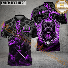 Maxcorners Billiards 8-Ball Pitbull Flame Chain Personalized Name Shirt (4 Colors) TU2406