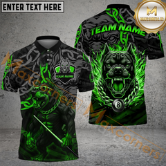 Maxcorners Billiards 8-Ball Pitbull Flame Chain Personalized Name Shirt (4 Colors) TU2406