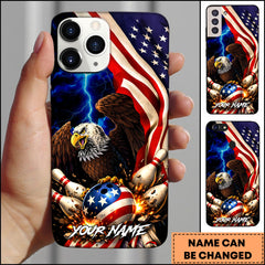 Maxcorners Bowling Eagle Thunder Lightning Flag Power Personalized Name Phone Case