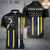 Maxcorners Yellow Blue White Ribbon Zipper Polo Shirts Custom Breast Cancer Awareness For Benjamin Richards