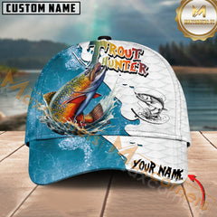 Maxcorners Trout Hunter Fishing Graphic Splash Effect Personalized Name 3D Cap