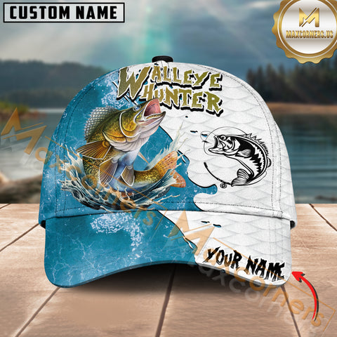 Maxcorners Walleye Hunter Fishing Graphic Splash Effect Personalized Name 3D Cap