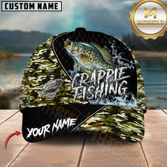 Maxcorners Crappie Fishing Camo Pattern Custom Graphic Personalized Name 3D Cap