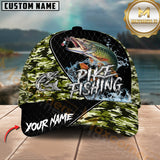 Maxcorners Pike Fishing Camo Pattern Custom Graphic Personalized Name 3D Cap