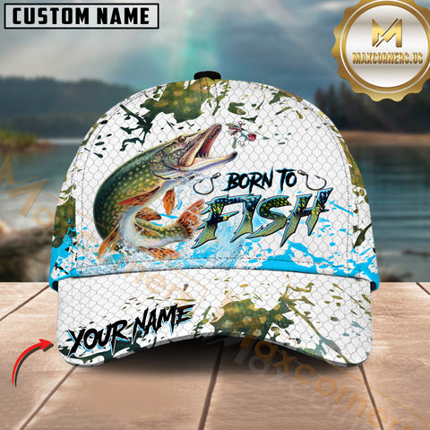 Maxcorners Sport Fishing Dynamic Pike Jump Personalized Name 3D Cap