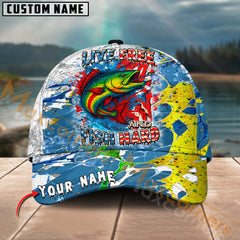 Maxcorners MahiMahi Live Free Fish Hard Design Personalized Name 3D Cap