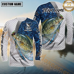 Maxcorners Freshwater Fishing Silver Scale Pattern Realistic Jumping Fish Water Splash Personalized Name, Team Name 3D Long Sleeve Shirt