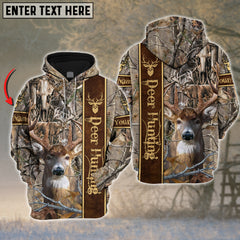 Maxcorners Deer Hunting Camouflage Leather Strap Design Multicolor Options Personalized Name, Team Name 3D Hoodie